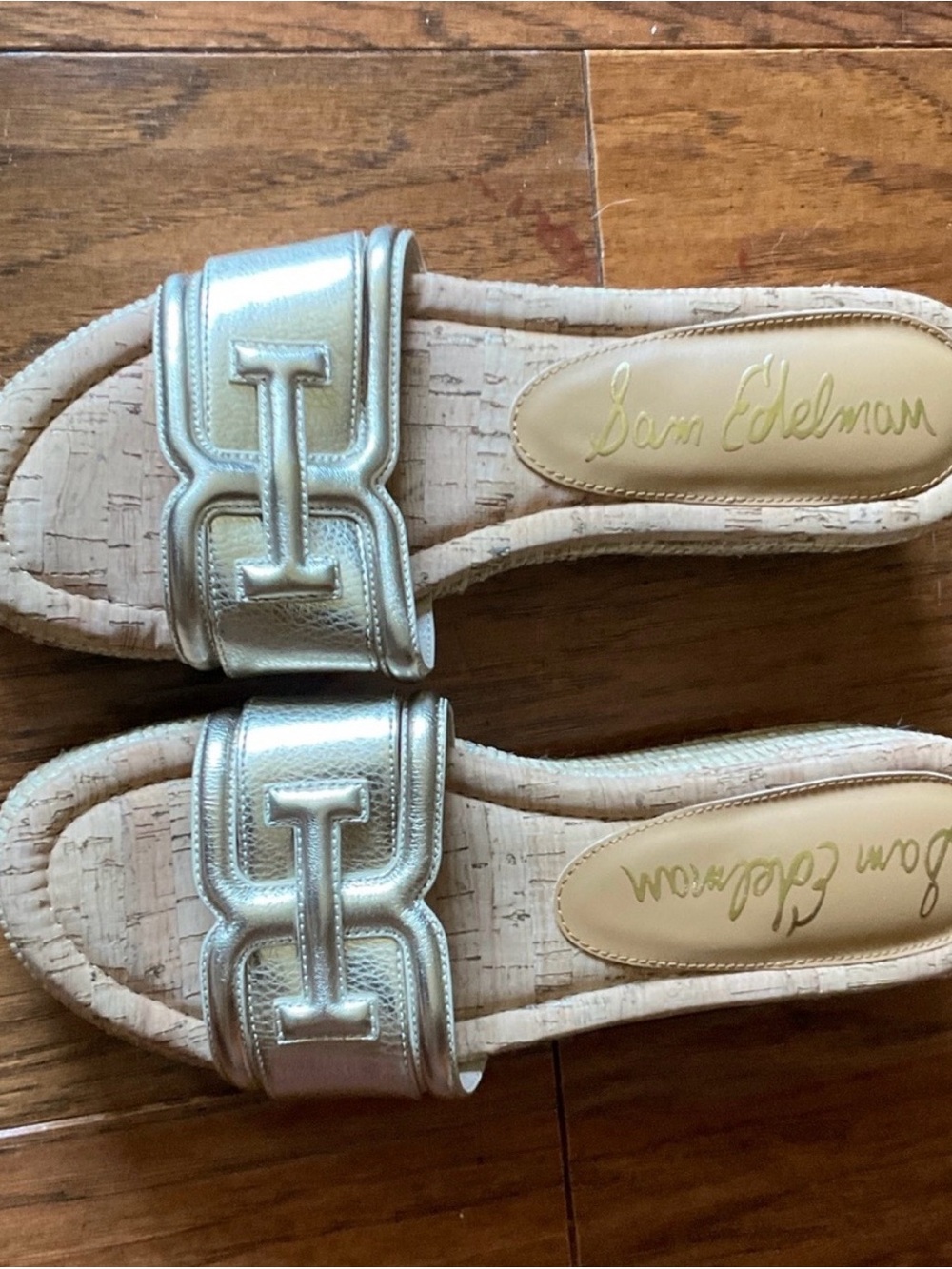 Sam Edelman Gold Wedge Slide Sandals size 9 NWOT